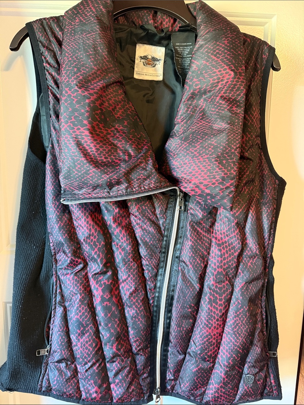 Harley-Davidson women’s Python Asymmetrical down puffer vest XL